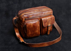 Genuine Leather Mens Cool Messenger Bag Chest Bag Bike Bag Cycling Bag for men