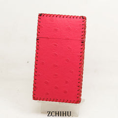 Cute Handmade Leather Womens Pink Black Cigarette Holder Case for Women - iwalletsmen