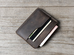 Handmade Leather Mens Cool billfold Wallet Card Holder Small Card Slim Wallets for Men