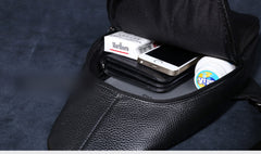 Genuine Leather Mens Cool Chest Bag Sling Bag Crossbody Bag Travel Bag Hiking Bag for men