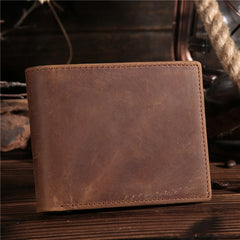Handmade Leather Mens Cool Slim Leather Wallet Card Wallet Holders Men Small Wallets Bifold for Men