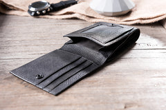 Handmade Leather Mens Cool Slim Leather Wallet Men Small Wallets Bifold for Men