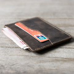 Handmade Leather Mens Cool billfold Wallet Card Holder Small Card Slim Wallets for Men