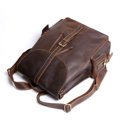 Handmade Leather Mens Cool Backpack Sling Bag Large Black Travel Bag Hiking Bag for men