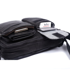 Handmade Genuine Leather Mens Cool Messenger Bag Chest Bag Bike Bag Cycling Bag for men