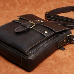 Handmade Leather Mens Cool Messenger Bag Square Bag Chest Bag Bike Bag Cycling Bag for men