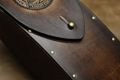 Handmade Mens Womens Tooled The All-Seeing Eye Owl Wooden Leather Glasses Case Glasses Box Glasses Holder Eyeglass Case