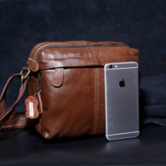 Genuine Leather Mens Cool Messenger Bag Square Bag Chest Bag Bike Bag Cycling Bag for men