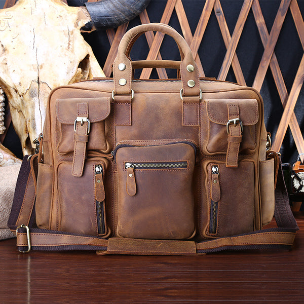 Genuine Leather Mens Cool Messenger Bag Work Bag Satchel Bag Briefcase Bag for men