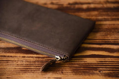 Handmade Leather Mens Cool Long Leather Wallet Zipper Clutch Wallet for Men