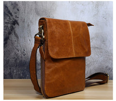 Genuine Leather Mens Cool Small Messenger Bag Square Bag Chest Bag Bike Bag Cycling Bag for men