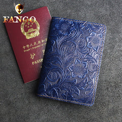 Handmade Leather Floral Mens Cool billfold Wallet Passport Card Holder Small Card Slim Wallets for Men