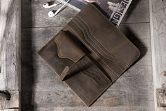 Handmade Leather Mens Clutch Wallet Cool Leather Wallet Long Phone Wallets for Men - iwalletsmen