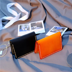 Handmade Leather Mens Cool Slim Front Pocket Card Wallet Leather Wallet Men Small Wallets  for Men
