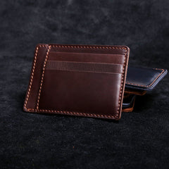 Genuine Leather Mens Cool Slim Front Pocket Wallet Leather Wallet Men Small Wallets  for Men