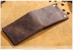 Handmade Leather Mens Cool Slim Leather Wallet Card Wallet Men Small Wallets Bifold for Men