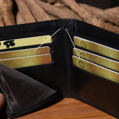 Genuine Leather Mens Cool billfold Leather Wallet Men Small Wallets Bifold for Men - iwalletsmen