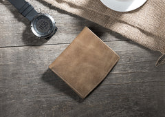 Handmade Leather Mens Cool Slim Leather Wallet Men Small Wallets Bifold for Men