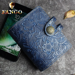Handmade Leather Floral Mens Cool billfold Wallet Card Holder Small Card Slim Wallets for Men