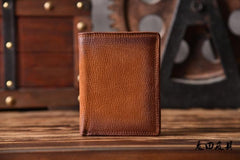 Handmade Mens Cool billfold Leather Wallet Men Small Slim Wallets Bifold for Men - iwalletsmen