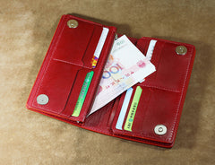 Handmade Leather Tooled Trifold Henna Floral Mens Long Wallet Cool Leather Wallet Clutch Wallet for Men