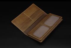Handmade Leather Tooled Alien-Predator Mens Long Wallet Cool Leather Wallet Clutch Wallet for Men