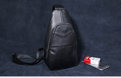 Genuine Leather Mens Cool Chest Bag Sling Bag Crossbody Bag Travel Bag Hiking Bag for men