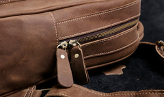 Genuine Leather Mens Cool Backpack Sling Bag Large Black Travel Bag Hiking Bag for men