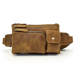 Vintage Leather Fanny Pack Mens Waist Bag Hip Pack Belt Bag for Men - iwalletsmen