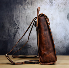 Genuine Leather Mens Cool Backpack Sling Bag Large Black Travel Bag Hiking Bag for men