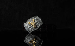Handmade Genuine Leather Punk Rock Western Country Chinese Floral Deer Mens Cool Men Biker Trucker Leather Belt