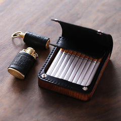 Handmade Wooden Leather Mens 7pcs Cigarette Case Cool Custom Cigarette Holder for Men - iwalletsmen