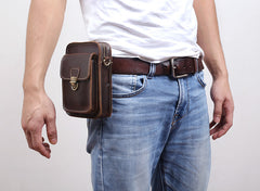 Leather Belt Pouch Mens Small Cases Waist Bag Hip Pack Belt Bag Fanny Pack Bumbag for Men