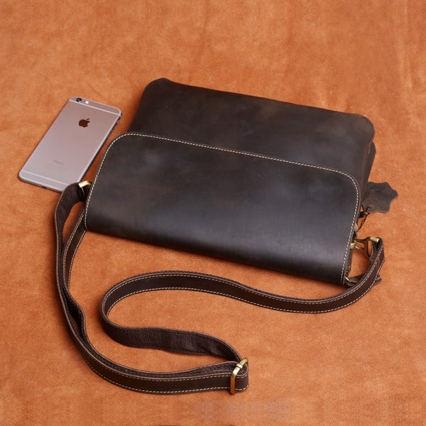 Handmade Leather Mens Cool Messenger Bag Chest Bag Bike Bag Cycling Bag for men