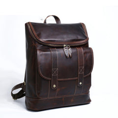 Genuine Leather Mens Cool Backpack Sling Bag Large Black Travel Bag Hiking Bag for men