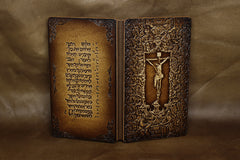 Handmade Leather Tooled Christian Jesus Mose Notebook Journal Travel Book Diary