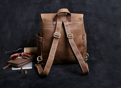 Genuine Leather Mens Cool Backpack Sling Bag Large Black Travel Bag Hiking Bag for men