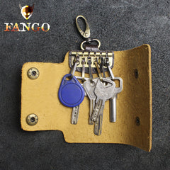 Handmade Leather Floral Mens Cool Car Key Wallet Coin Wallet Pouch Car KeyChain for Men
