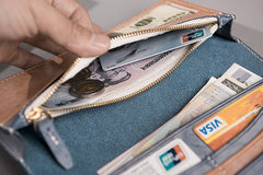 Handmade Leather Mens Clutch Wallet Cool Leather Wallet Long Phone Wallets for Men