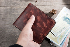 Handmade Leather Mens Cool Slim Leather Wallet Men Small Wallets Bifold for Men