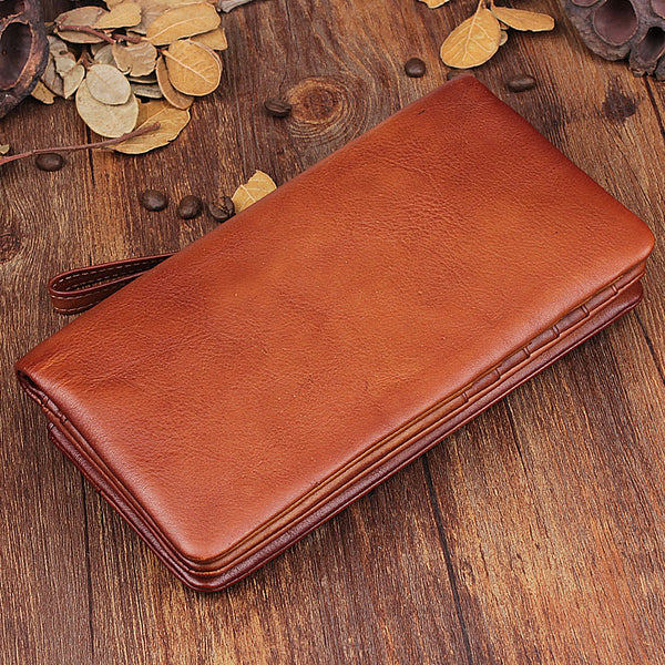 Handmade Mens Cool Long Leather Chain Wallet Cards Biker Trucker Wristlet Wallet - iwalletsmen