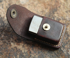 Cool Mens Leather Zippo Lighter Cases with Loop Zippo lighter Holder with clip - iwalletsmen