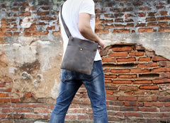 Handmade Leather Mens Cool Messenger Bag Square Bag Chest Bag Bike Bag Cycling Bag for men