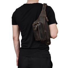 Vintage Leather Fanny Pack Mens Waist Bag Hip Pack Belt Bag for Men - iwalletsmen