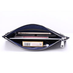 Handmade Leather Mens Clutch Cool Slim Wallet Zipper Clutch Wristlet Wallet for Men - iwalletsmen