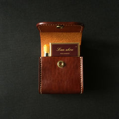 Leather Brown Mens Cigarette Case Cigarette Holder Belt Pouch with Belt Loop for Men - iwalletsmen