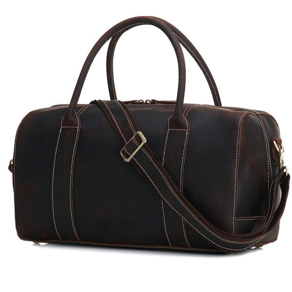 Leather Mens Weekender Bag Duffle Bag Overnight Bag Travel Bag - iwalletsmen