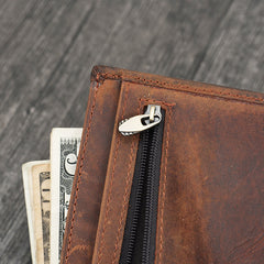 Handmade Leather Mens Cool Slim Leather Wallet Card Wallet Holders Men Small Wallets Trifold for Men