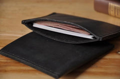 Handmade Mens Cool billfold Leather Wallet Men Small Card Slim Wallets Bifold for Men