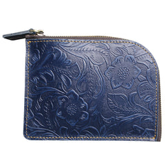 Handmade Leather Floral Mens Front Pocket Wallet Cool Slim Leather Wallet Men billfold Wallets Bifold for Men
